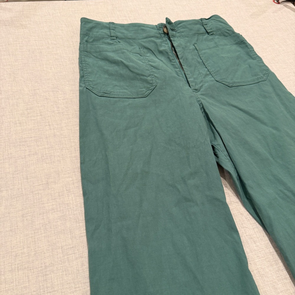 Maeve The Colette Wide Leg Pants Green High Rise Cropped Size 32 Anthropologie - Picture 3 of 13